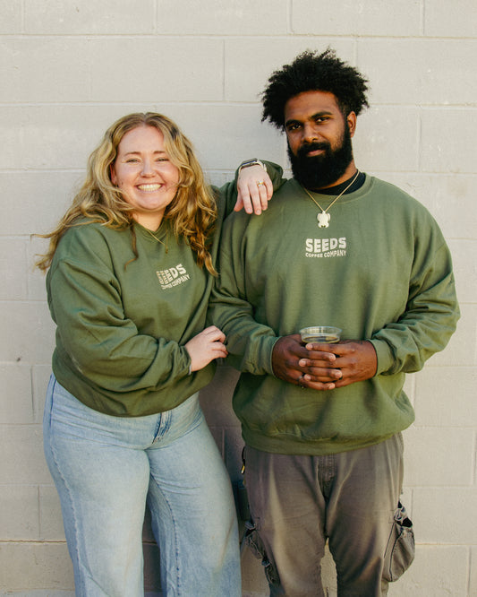 Embroidered Seeds Green Crewneck